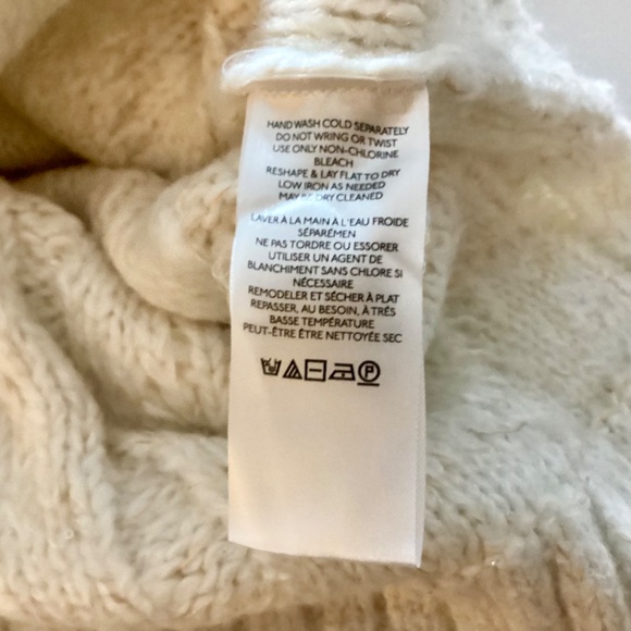 Anthropologie Ivory Fringe V-Neck Sweater Small Textured Pullover - Picture 11 of 12